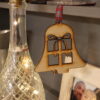 Wooden tree decoration present bell