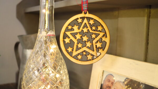 Stars in bauble christmas wood decoration